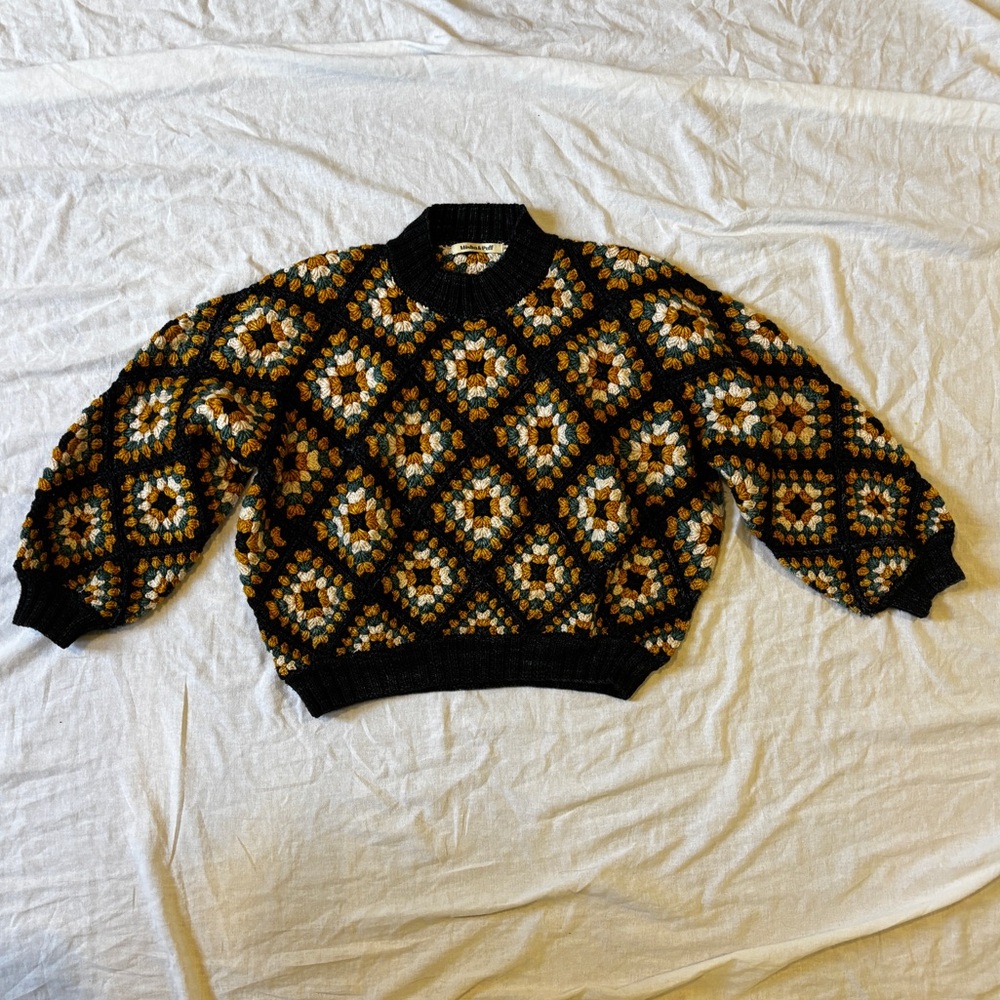 Misha And Puff Navy and Mustard Patterned Sweater